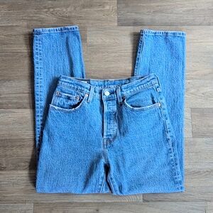Levi's 501 Original Cropped Blue Medium Wash Denim Jean Size 27 x 28